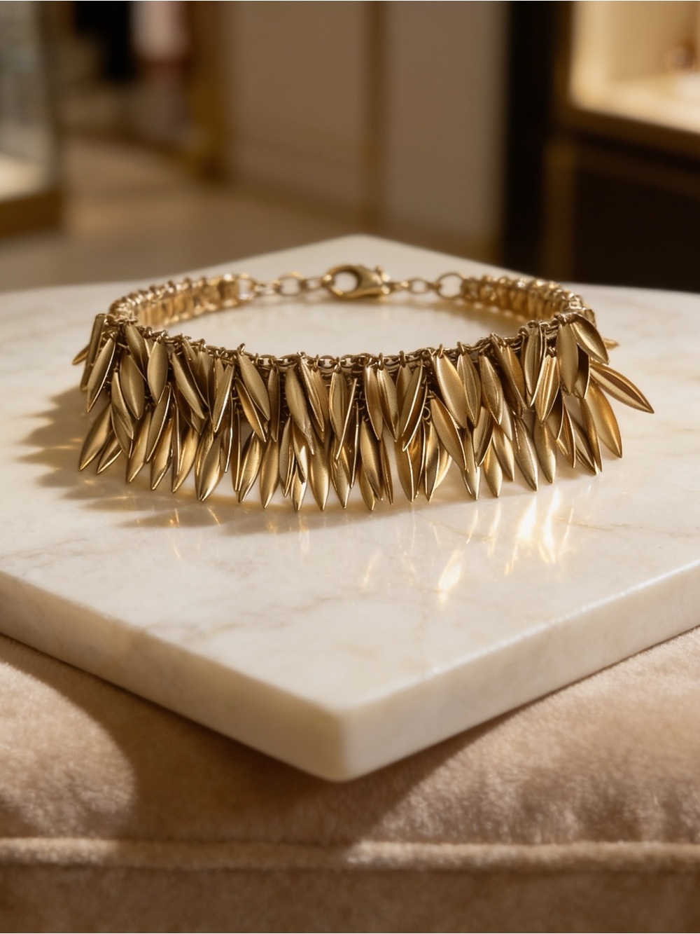 Rj Graziano Gold- Tone Fringe Leaf Statement bracelet - Women Jewelry